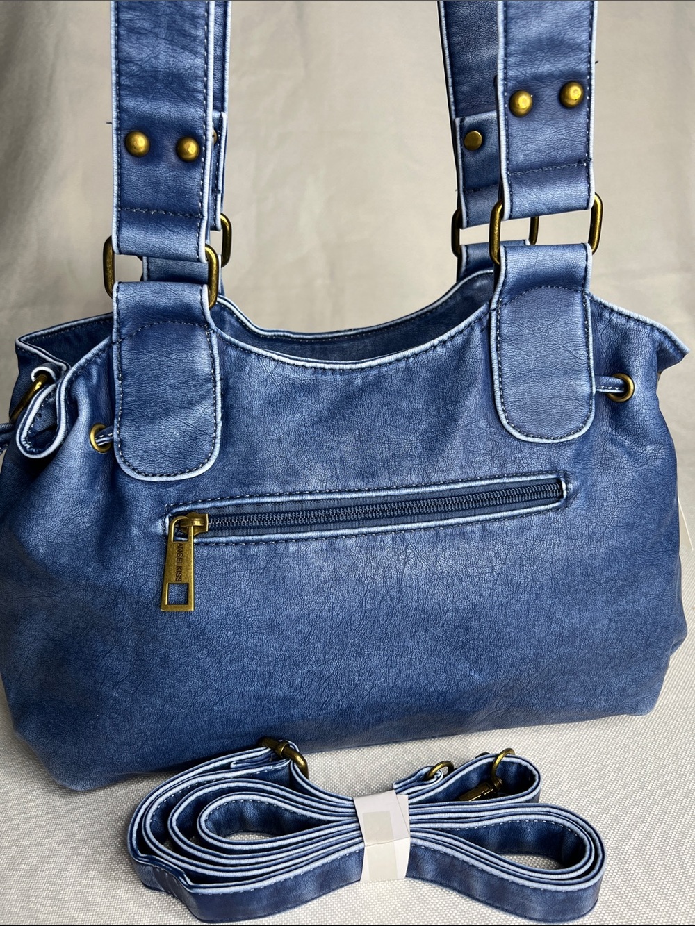 Angel Kiss Y2K Inspired Indigo Denim-Style Shoulder Bag with Detachable Strap - Picture 5 of 15